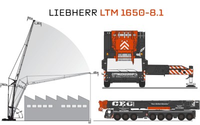 We are Expecting BC’s largest road-legal crane, Liebherr  LTM 1650-8.1